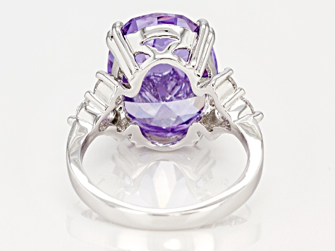 Purple And White Cubic Zirconia Rhodium Over Sterling Silver Ring 16.13ctw (9.98ctw DEW)