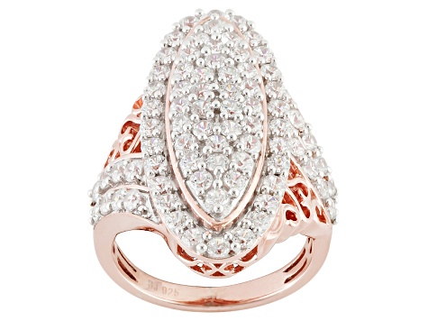 Cubic Zirconia 18k Rose Gold Over Silver Ring 4.81ctw (2.28ctw DEW)