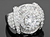 Cubic Zirconia Rhodium Over Sterling Silver Ring 7.54ctw (4.26ctw DEW)