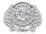 Cubic Zirconia Rhodium Over Sterling Silver Ring 7.54ctw (4.26ctw DEW)