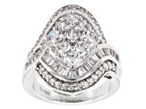 Cubic Zirconia Rhodium Over Sterling Silver Ring 4.90ctw (3.37ctw DEW)