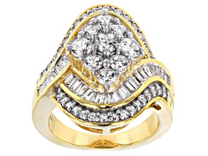 Cubic Zirconia 18k Yellow Gold Over Sterling Silver Ring 4.90ctw (3.37ctw DEW)