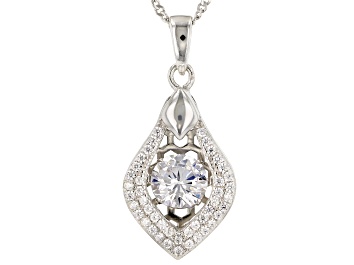 Picture of White Cubic Zirconia Rhodium Over Silver Pendant With Chain 1.87ctw