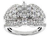 Cubic Zirconia Rhodium Over Sterling Silver Ring 3.65ctw (2.05ctw DEW)