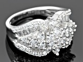 Cubic Zirconia Rhodium Over Sterling Silver Ring 3.65ctw (2.05ctw DEW)