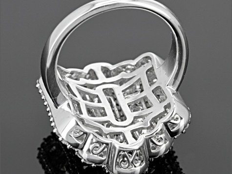 Cubic Zirconia Rhodium Over Sterling Silver Ring 5.70ctw (2.24ctw DEW)