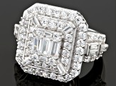 Cubic Zirconia Rhodium Over Sterling Silver Ring 5.87ctw (3.15ctw DEW)