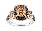 Brown And Mocha Cubic Zirconia Rhodium Over Silver Ring 5.99ctw