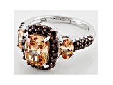 Brown And Mocha Cubic Zirconia Rhodium Over Silver Ring 5.99ctw