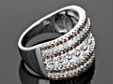 Brown And White Cubic Zirconia Rhodium Over Sterling Silver Ring 4.32ctw