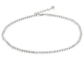 Picture of Cubic Zirconia Rhodium Over Silver Anklet 5.22ctw