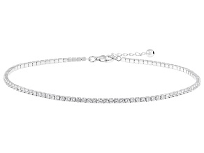Cubic Zirconia Rhodium Over Silver Anklet 5.22ctw