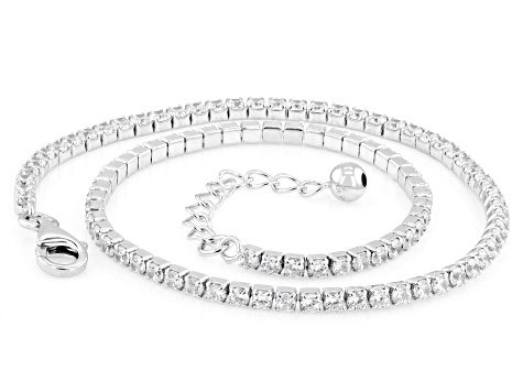 Cubic Zirconia Rhodium Over Silver Anklet 5.22ctw