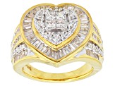Cubic Zirconia 18k Yellow Gold Over Silver Heart Ring 3.75ctw (2.79ctw DEW)