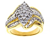 Cubic Zirconia 18K Yellow Gold Over Sterling Silver Ring 3.60ctw (2.05ctw DEW)