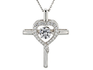 Picture of Cubic Zirconia Rhodium Over Sterling Silver Dancing Bella Pendant With Chain 1.70ctw