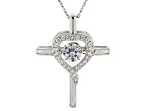 Cubic Zirconia Rhodium Over Sterling Silver Dancing Bella Pendant With Chain 1.70ctw