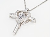 Cubic Zirconia Rhodium Over Sterling Silver Dancing Bella Pendant With Chain 1.70ctw