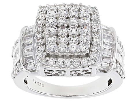 Cubic Zirconia Rhodium Over Sterling Silver Ring 4.05ctw (2.43ctw DEW)