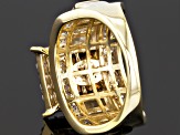 Brown And White Cubic Zirconia 18k Yellow Gold Over Silver Ring 6.37ctw (3.85ctw DEW)
