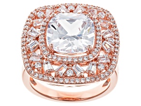 White Cubic Zirconia 18k Rose Gold Over Sterling Silver Ring 8.91ctw