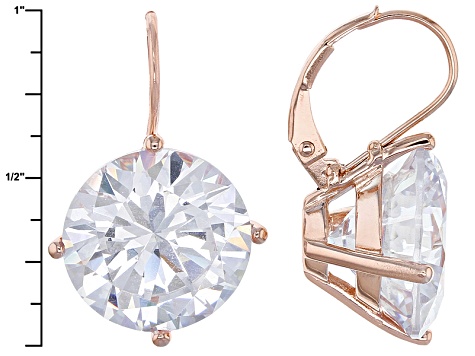 White Cubic Zirconia 18k Rose Gold Over Silver Earrings 32.22ctw