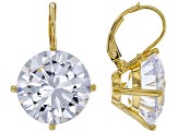 White Cubic Zirconia 18k Yellow Gold Over Sterling Silver Earrings 32.22ctw