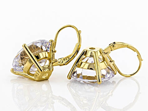 White Cubic Zirconia 18k Yellow Gold Over Sterling Silver Earrings 32.22ctw