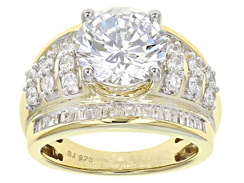 Picture of Cubic Zirconia 18k Yellow Gold Over Silver Ring 8.88ctw (5.17ctw DEW)