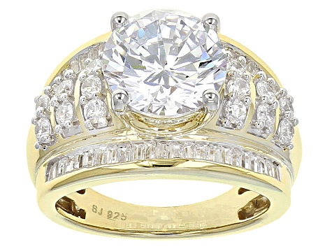 Cubic Zirconia 18k Yellow Gold Over Silver Ring 8.88ctw (5.17ctw DEW ...