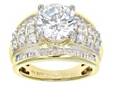 Cubic Zirconia 18k Yellow Gold Over Silver Ring 8.88ctw (5.17ctw DEW)