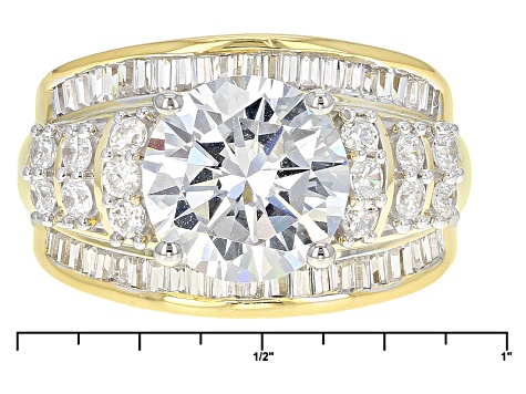 Cubic Zirconia 18k Yellow Gold Over Silver Ring 8.88ctw (5.17ctw DEW)