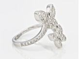 White Cubic Zirconia Rhodium Over Silver Butterfly Ring 0.57ctw