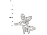 White Cubic Zirconia Rhodium Over Silver Butterfly Ring 0.57ctw