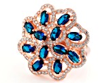 Blue And White Cubic Zirconia 18k Rose Gold Over Silver Ring 2.83ctw