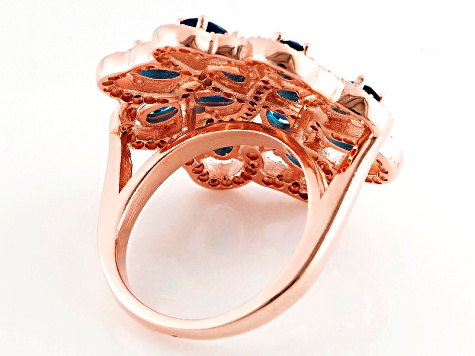 Blue And White Cubic Zirconia 18k Rose Gold Over Silver Ring 2.83ctw