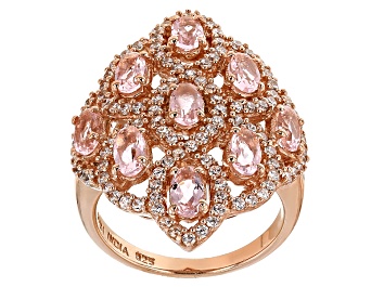 Picture of Pink And White Cubic Zirconia 18k Rose Gold Over Silver Ring 2.76ctw