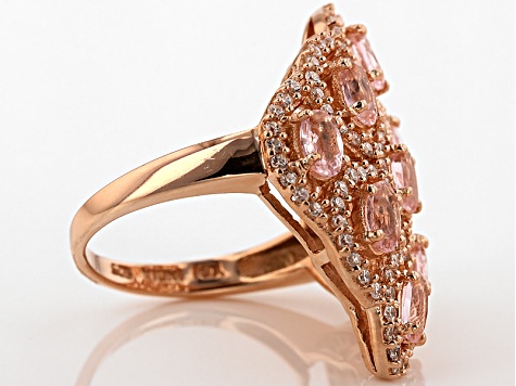 Pink And White Cubic Zirconia 18k Rose Gold Over Silver Ring 2.76ctw