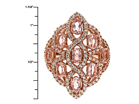 Pink And White Cubic Zirconia 18k Rose Gold Over Silver Ring 2.76ctw