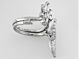 White Cubic Zirconia Rhodium Over Silver Butterfly Ring 2.10ctw