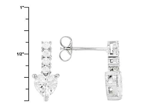 White Cubic Zirconia Rhodium Over Silver Heart Jewelry Set 10.27ctw