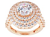 White Cubic Zirconia 18k Rose Gold Over Silver Ring 8.01ctw