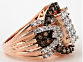 White And Brown Cubic Zirconia 18k Rose Gold Over Silver Ring 3.74ctw (2.14ctw DEW)