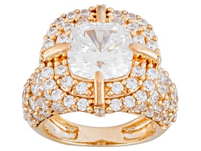 White Cubic Zirconia 18k Yellow Gold Over Silver Ring 12.49ctw