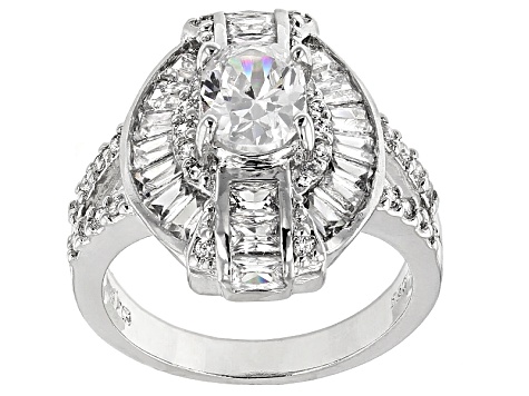 Cubic Zirconia Rhodium Over Sterling Silver Ring 4.71ctw (2.85ctw DEW)