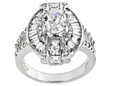 Cubic Zirconia Rhodium Over Sterling Silver Ring 4.71ctw (2.85ctw DEW)