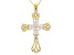 White Cubic Zirconia 18k Yellow Gold Over Silver Cross Pendant With Chain 4.70ctw