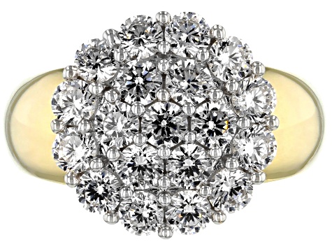 Cubic Zirconia 18k Yellow Gold Over Silver Ring 3.80ctw (2.09ctw DEW)