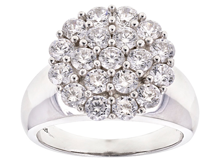 White Cubic Zirconia Rhodium Over Sterling Silver Ring 3.80