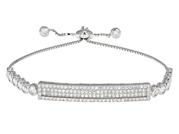 Picture of White Cubic Zirconia Rhodium Over Sterling Silver Adjustable Bracelet 3.34ctw
